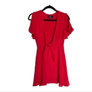 Lulus  - Women’s - Red Short Sleeve Deep V-Neck Dress (Size XS)